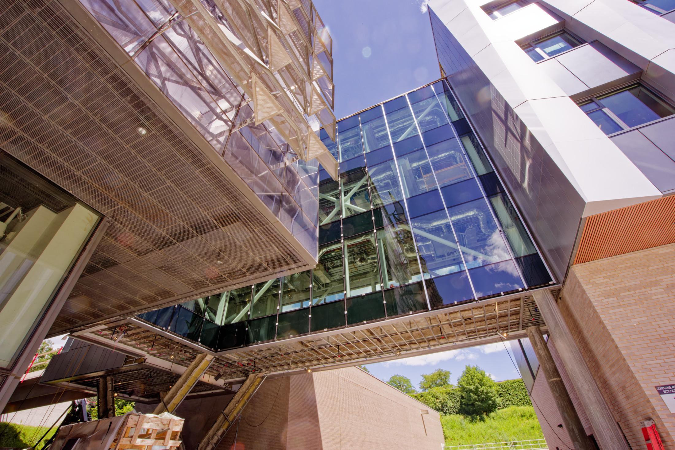 Bridge between the new computer science building and Gates Hall